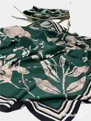 Зеленый платок женский, цветочный принт
