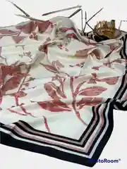 Зеленый платок женский, цветочный принт