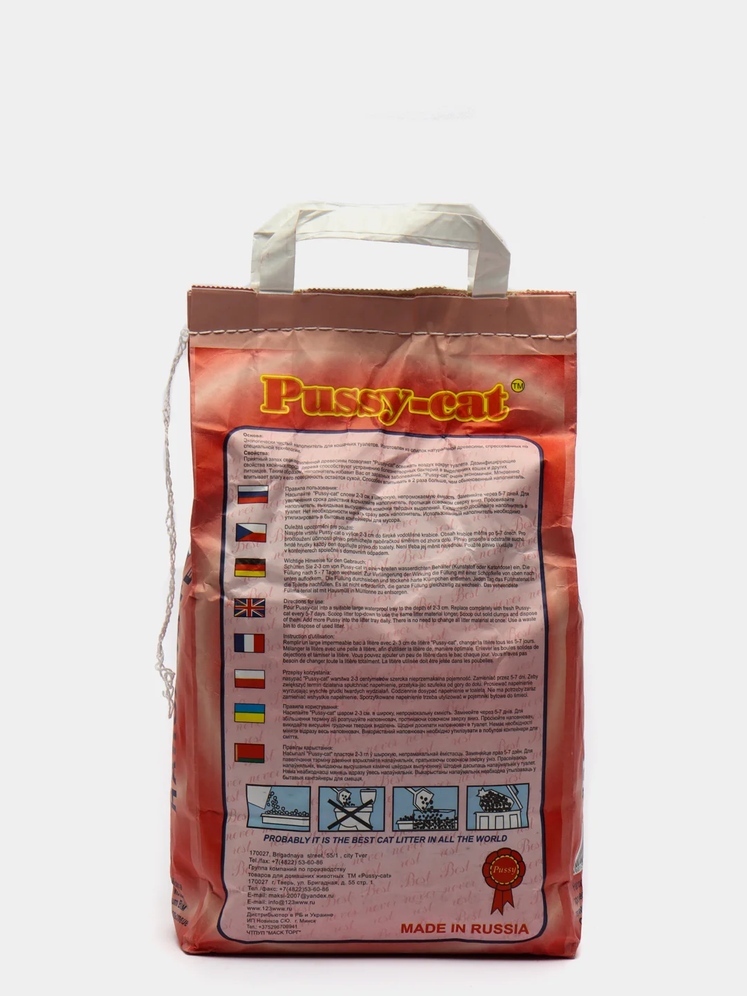 Наполнитель Pussy-Cat Cat Litter для кошек, грызунов древесный, 4.5 л, 2 кг