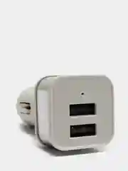 Серебряный автомобильное зарядное устройство 2xUSB с индикатором 1А, 2.1А /Автомобильный адаптер