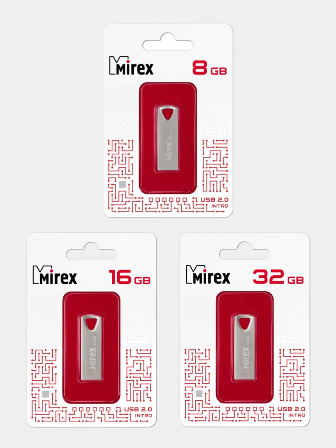 Флешка Mirex Inrto USB 2.0, 3 размера