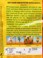 Бегония Император красная (семена,цветы)