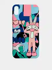 Розовый светящийся чехол-накладка LUXO для iPhone XS Max с флуоресцентным рисунком KAWS