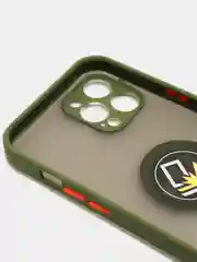 Золотистый хаки чехол для Айфон 12 Pro Max, с магнитом и подставкой
