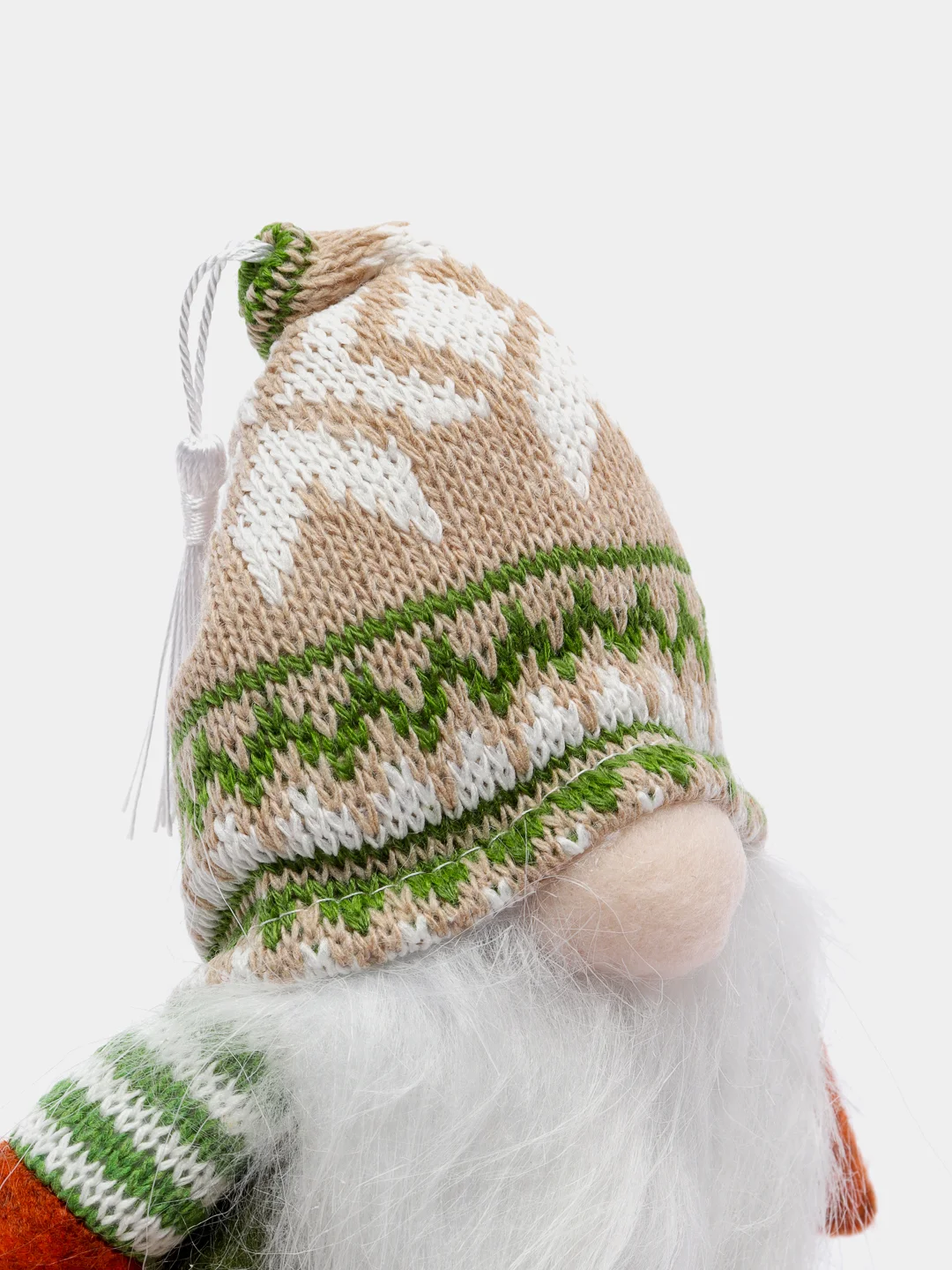 Бежевый новогодний гномик,  гном tomte, гном nisse