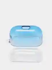 Синий силиконовый чехол для AirPods 3, 8 цветов, градиент, с креплением под карабин