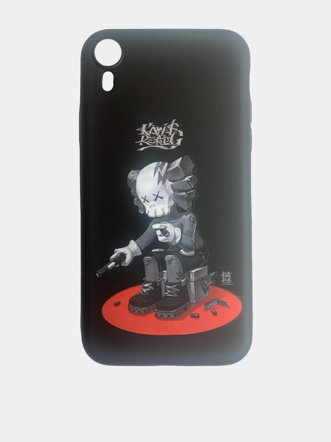 Серый светящийся чехол-накладка LUXO для iPhone XR с флуоресцентным рисунком KAWS