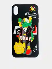 Горчичный светящийся чехол-накладка LUXO для iPhone XS Max с флуоресцентным рисунком KAWS