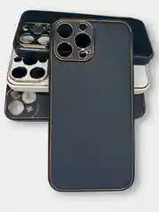 Чехол с золотой окантовкой на iPhone 13, 13 Pro, 13 Pro Max, 12, 12 Pro кожаный