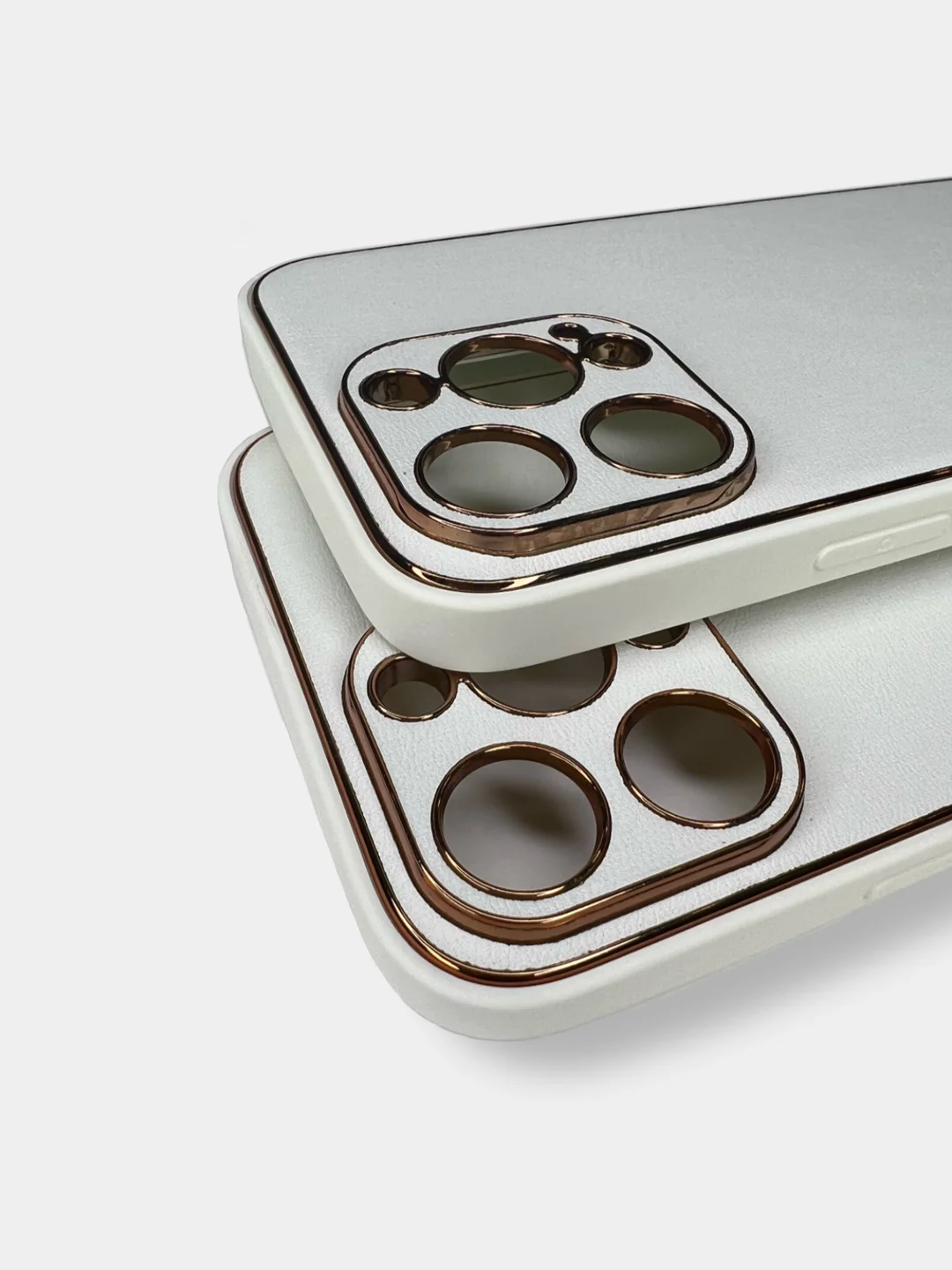 Синий меланж чехол с золотой окантовкой на iPhone 13, 13 Pro, 13 Pro Max, 12, 12 Pro кожаный
