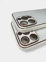 Синий меланж чехол с золотой окантовкой на iPhone 13, 13 Pro, 13 Pro Max, 12, 12 Pro кожаный
