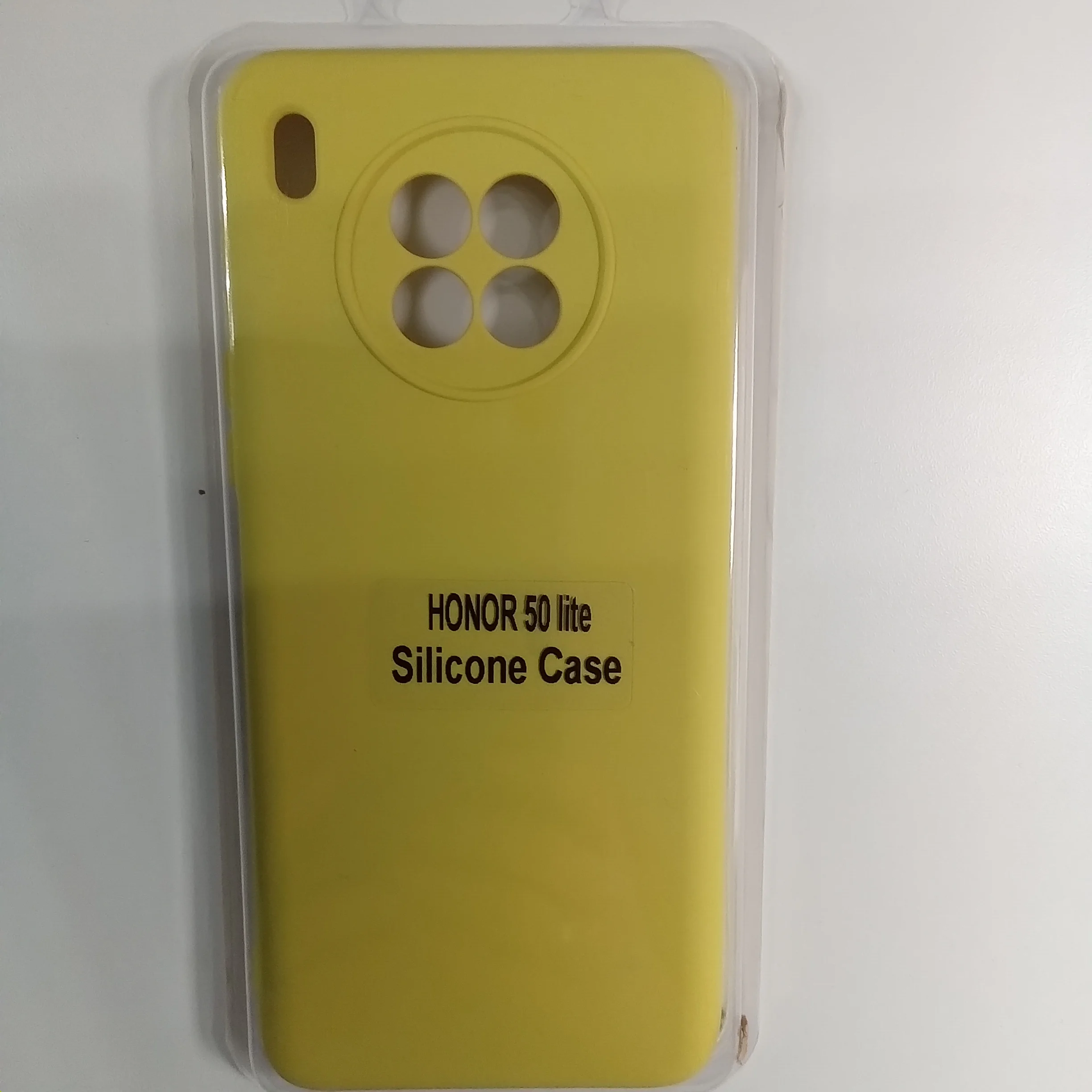 Желтый чехол Honor 50 lite c защитой камеры и бархатом внутри
