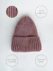 Розовый шапка женская вязаная зимняя с флисовым подкладом