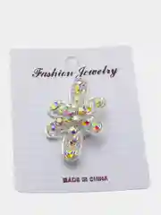 Серебряный брошь со стразами ассорти