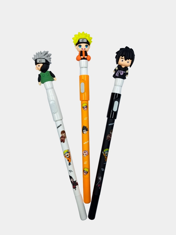 Гелевая ручка по аниме Naruto с фигурками, три расцветки