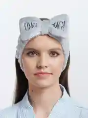 Приглушённый хаки мягкая плюшевая повязка для волос с бантиком OMG для макияжа и умывания, корейский стиль