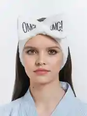 Белый мягкая плюшевая повязка для волос с бантиком OMG для макияжа и умывания, корейский стиль