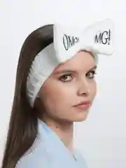 Белый мягкая плюшевая повязка для волос с бантиком OMG для макияжа и умывания, корейский стиль