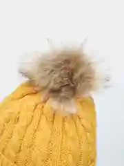 Желтый детская шапка со съемным помпоном из меха