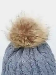 Серый детская шапка со съемным помпоном из меха