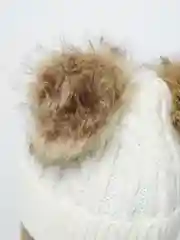 Белый детская шапка со съемными помпонами из меха енота