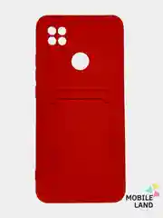 Красный чехол на REDMI 9A / 9C / Note 10 / POCO M3 с карманом для карты и мягкой вставкой