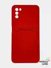 Красный чехол на REDMI 9A / 9C / Note 10 / POCO M3 с карманом для карты и мягкой вставкой