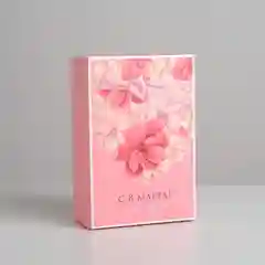 Кораллово-розовый коробка складная "С 8 марта", 30 х 20 х 9 см