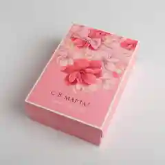 Кораллово-розовый коробка складная "С 8 марта", 30 х 20 х 9 см