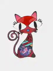 Красный брошь "Кошка"