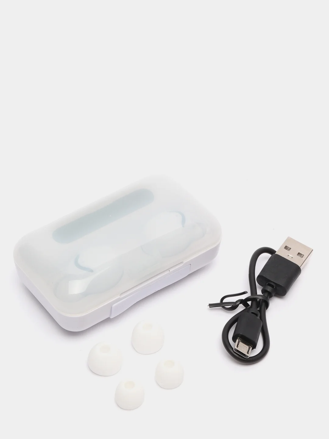 Белый беспроводные Bluetooth наушники с микрофоном и внешним аккумулятором TWS BTH-F9-5