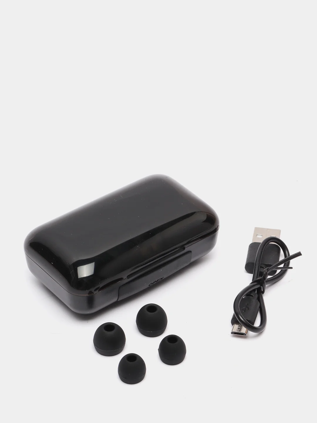 Черный беспроводные Bluetooth наушники с микрофоном и внешним аккумулятором TWS BTH-F9-5