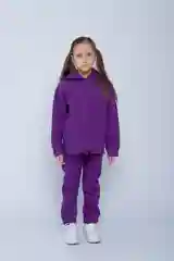 Фиолетовый спортивный костюм на флисе/Костюм для девочек/Утепленный детский костюм/Худи и джоггеры