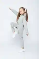 Серый меланж спортивный костюм на флисе/Костюм для девочек/Утепленный детский костюм/Худи и джоггеры