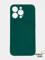 Зеленый чехол с карманом для карты и мягкой вставкой для iPhone 13, 13 Pro, 13 Pro Max