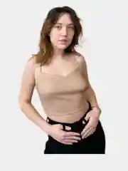 Бежевый топ женский из экокожи