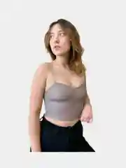 Серый топ женский из экокожи