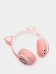 Розовый беспроводные светящиеся наушники с ушками CAT EAR P33M