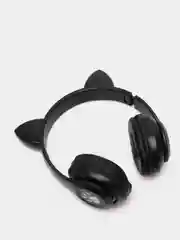 Черный беспроводные светящиеся наушники с ушками CAT EAR P33M