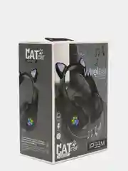 Черный беспроводные светящиеся наушники с ушками CAT EAR P33M