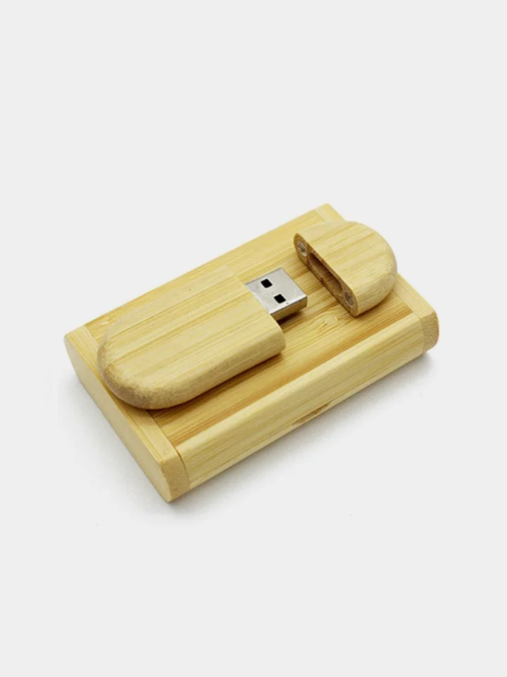 Желтый деревянная флешка USB 2.0 в футляре 4, 8, 16, 32, 64 гб