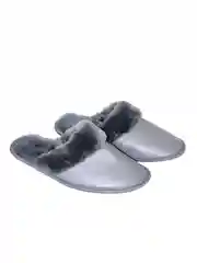 Серый меховые тапочки мужские