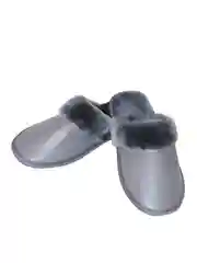 Серый меховые тапочки мужские