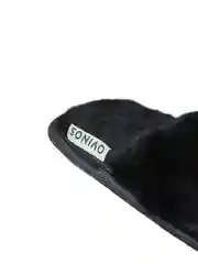 Черный меховые тапочки мужские