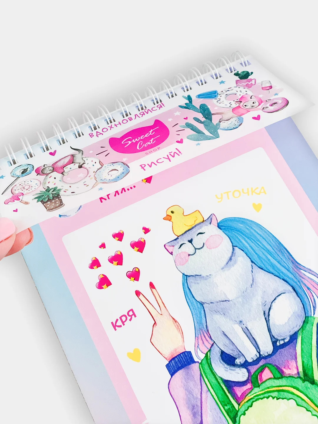 Бирюзовый sweet Cat Shop Скетчбук 25 листов