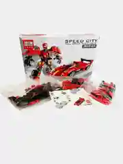 Красный конструктор блочный Speed city 2 в 1 "Гоночный автомобиль - робот"