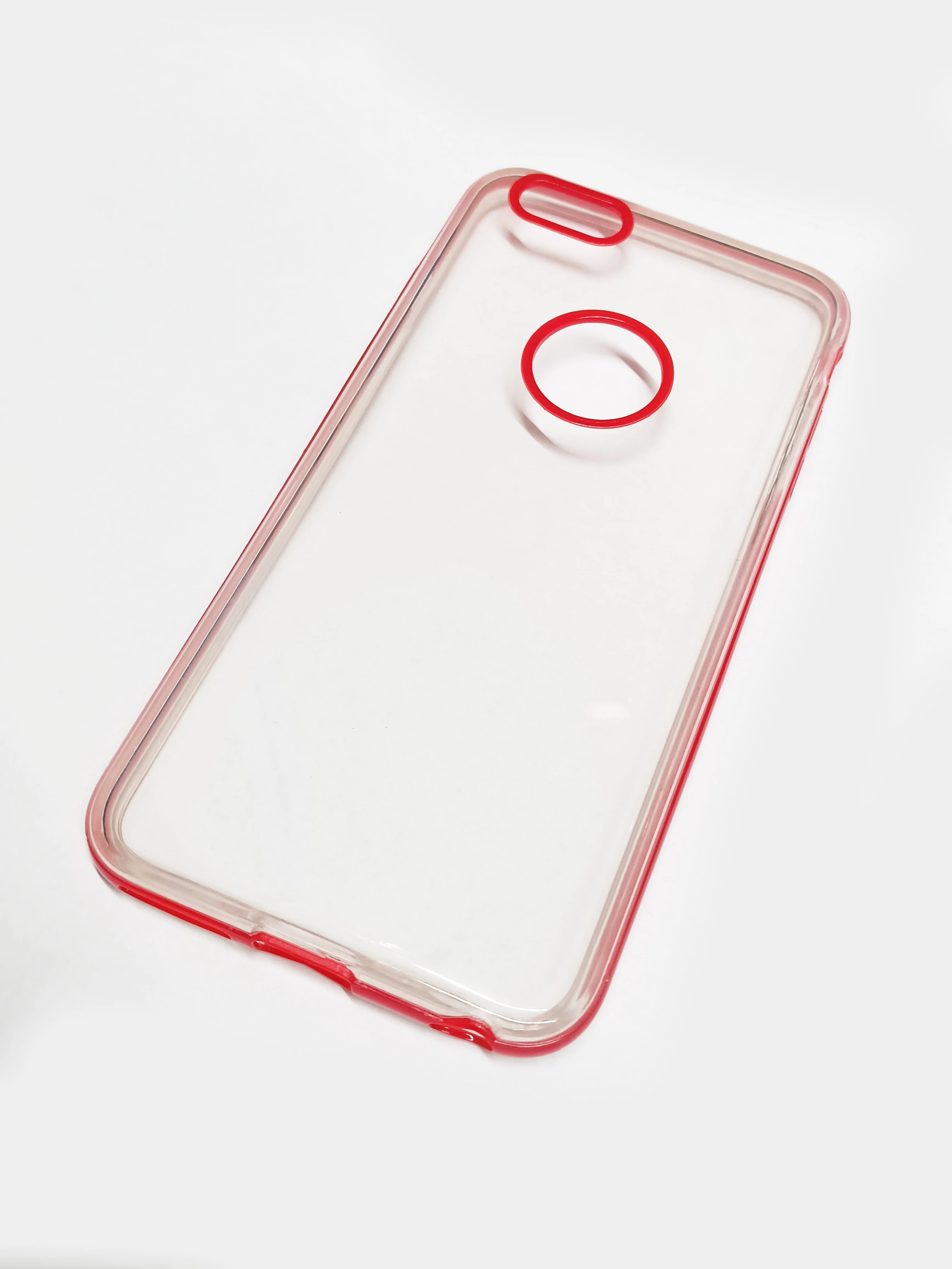 Красный чехол прозрачный силиконовый iPhone 6+ / накладка айфон