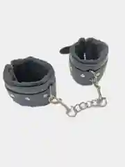 Черный наручники для БДСМ, кожаные