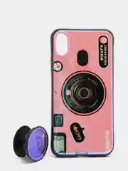 Розовый чехол для телефона камера + кроштейн  для iPhone 12, 11, XR,  7/8/SE, 6/6S