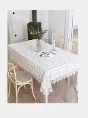 Серый меланж скатерть с кружевом KIBER KIBET